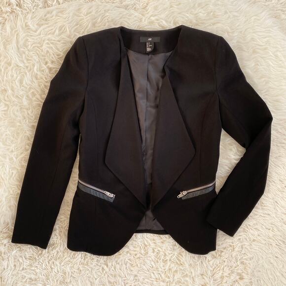 H&M Black Structured Open Front Blazer, size 8 - Picture 1 of 8